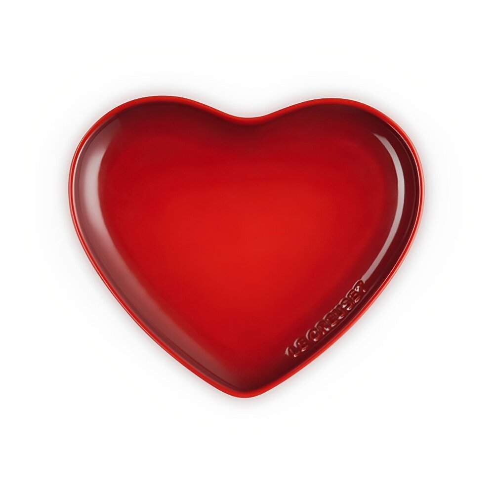 Le Creuset Stoneware Seoul 23 cm 9 in Sphere Heart Plate Cerise Cherry Red NEW